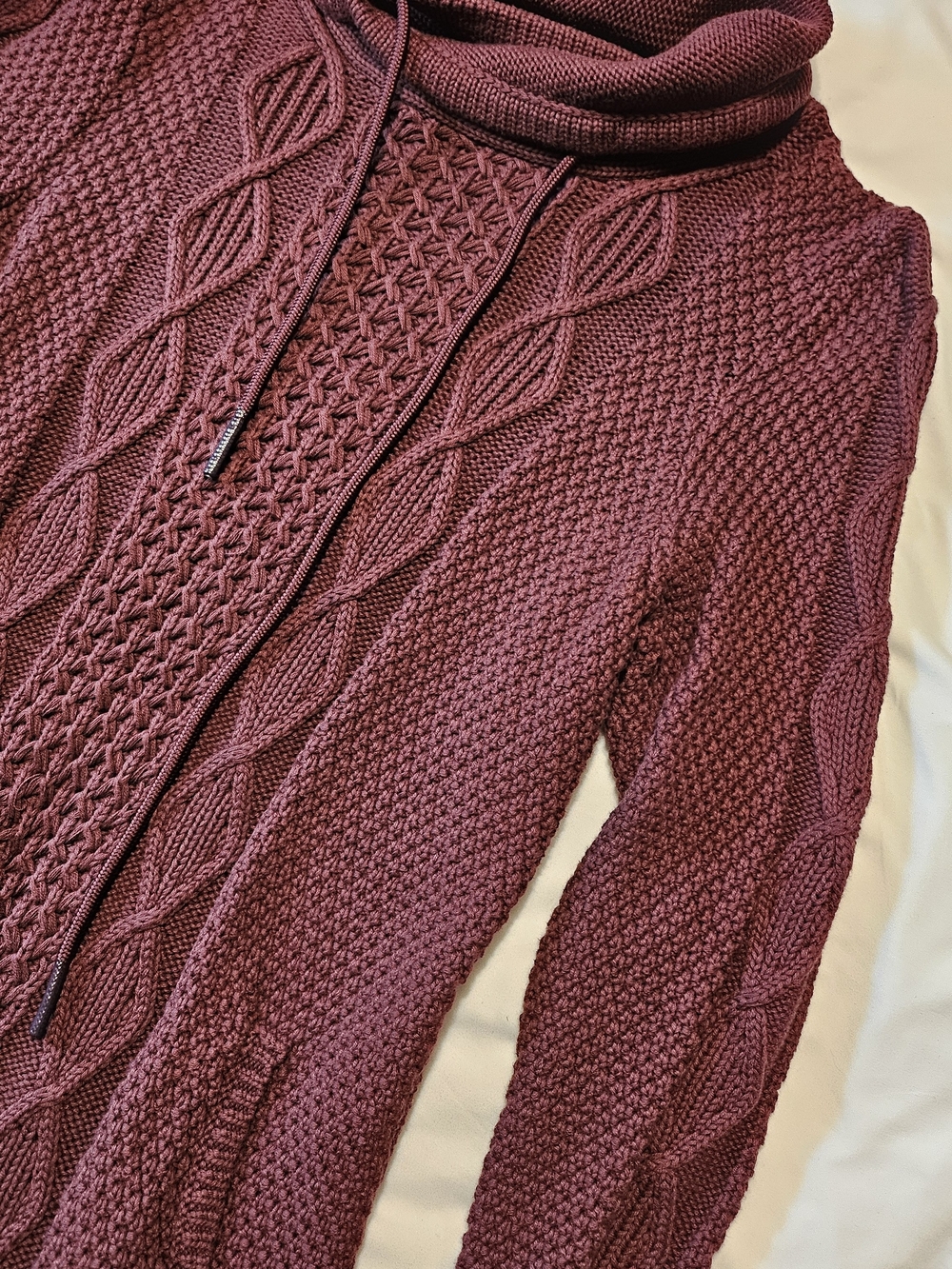 L.L. Bean Signature Cable Knit Cozy Cottagecore Autumn Winter Funnelneck Sweater - Picture 4 of 9